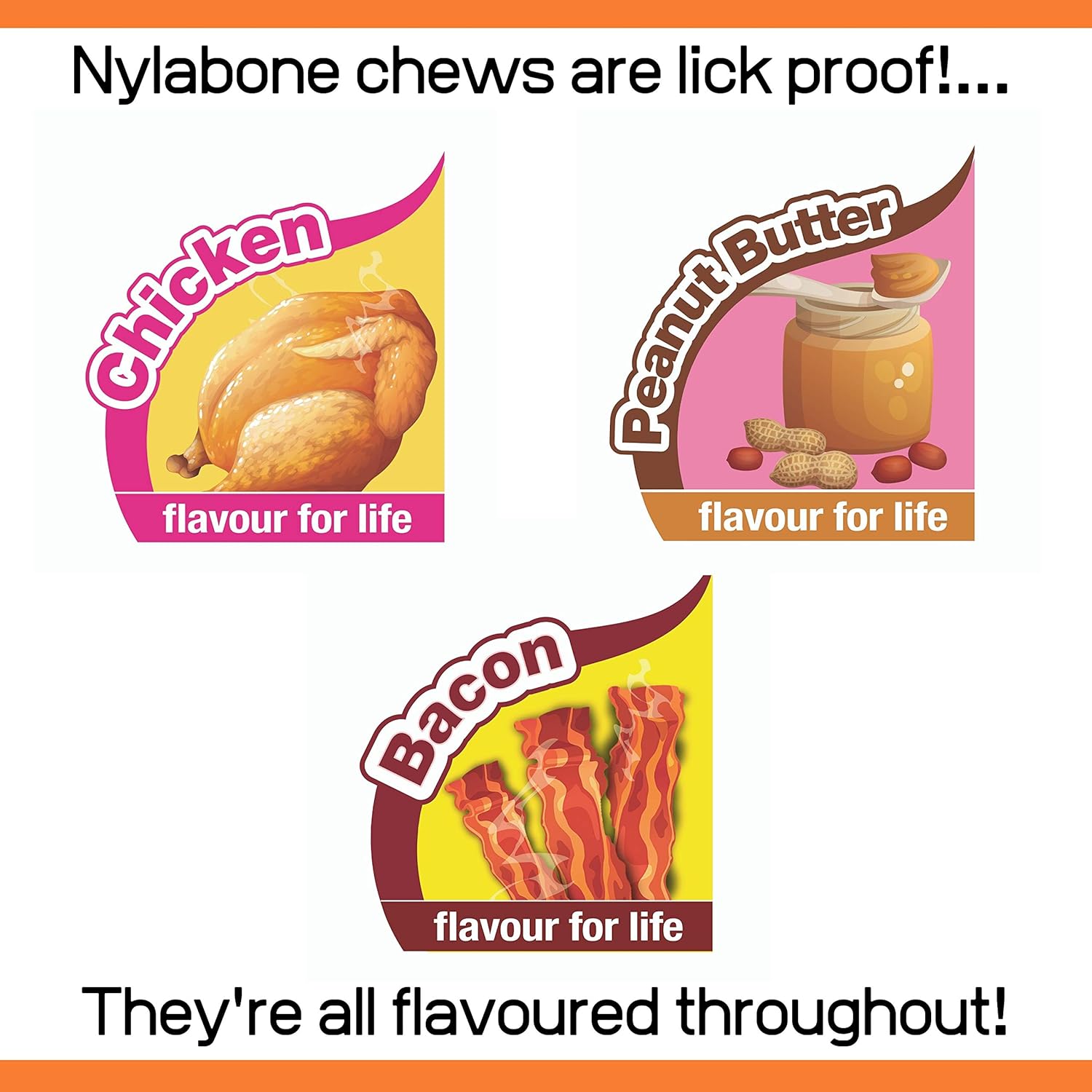 Tough Dog Chew Toy Bones, Peanut Butter, chicken , bacon flavoured